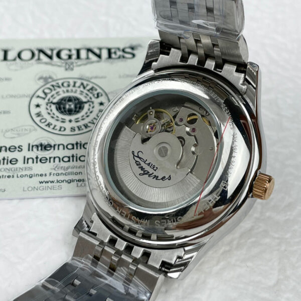 Longines Classic Record, 40 mm, white/black dial, steel strap