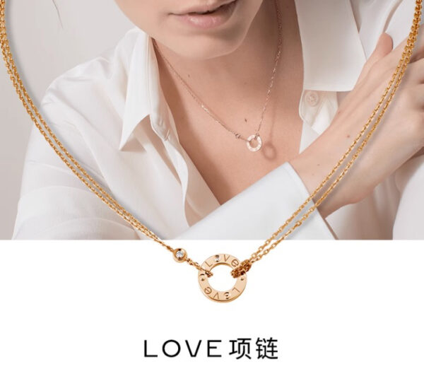 Cartier Love Necklace, 2 Diamonds, Rose Gold