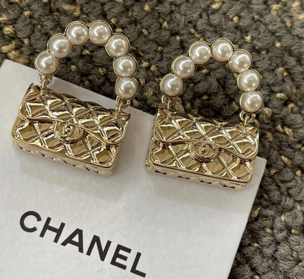 Chanel Pearl Earrings, Bag Shaped