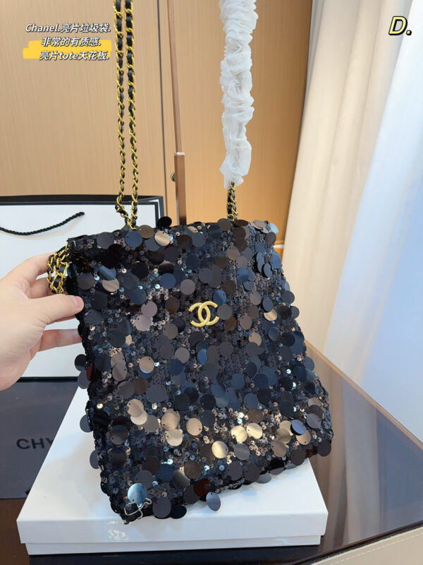 Chanel Sequin CC Tote – Black & Silver / Gold & Silver