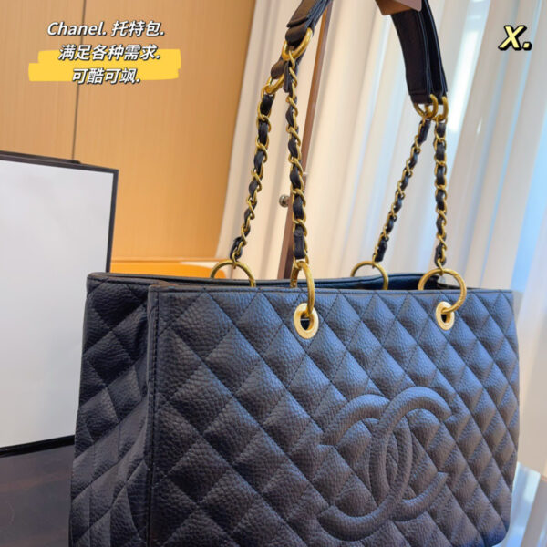 Chanel Grand Shopping Tote Bag -- Black Caviar Gold Hardware