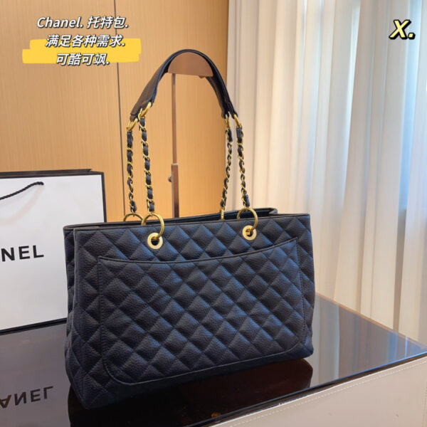 Chanel Grand Shopping Tote Bag -- Black Caviar Gold Hardware