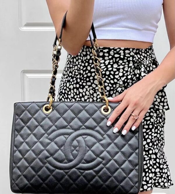 Chanel Grand Shopping Tote Bag -- Black Caviar Gold Hardware