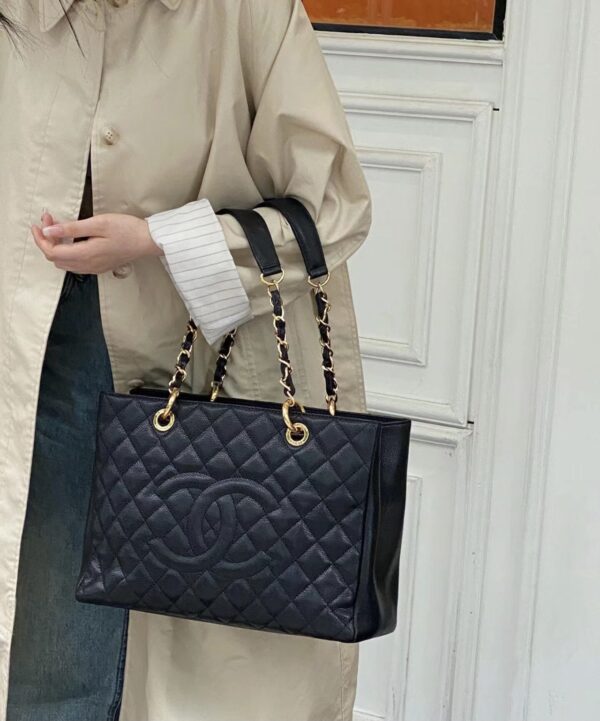 Chanel Grand Shopping Tote Bag -- Black Caviar Gold Hardware