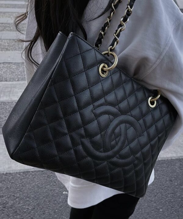 Chanel Grand Shopping Tote Bag -- Black Caviar Gold Hardware