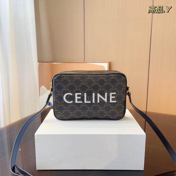 Celine Medium Messenger Bag in Triomphe Canvas with Celine Print