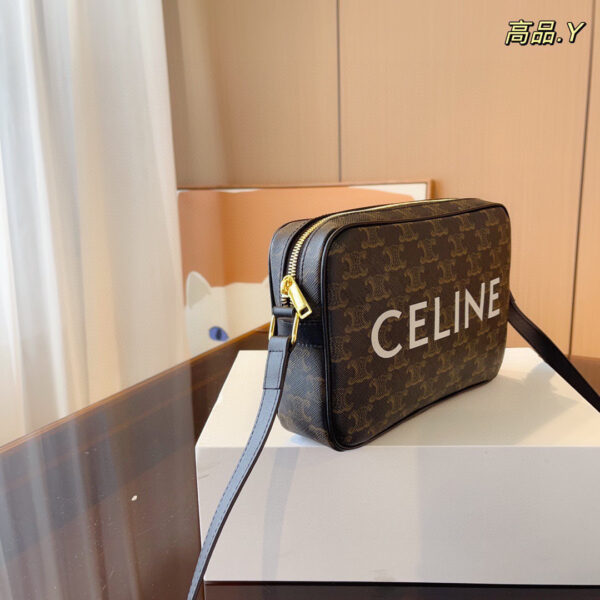 Celine Medium Messenger Bag in Triomphe Canvas with Celine Print