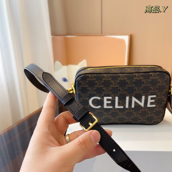 Celine Medium Messenger Bag in Triomphe Canvas with Celine Print