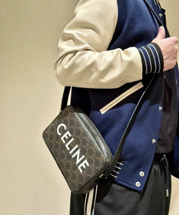 Celine Medium Messenger Bag in Triomphe Canvas with Celine Print