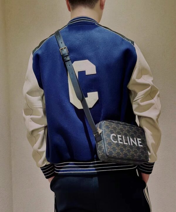 Celine Medium Messenger Bag in Triomphe Canvas with Celine Print