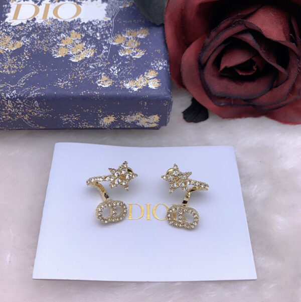 Dior Clair D Lune Earrings, Gold-Finish Metal and White Crystals