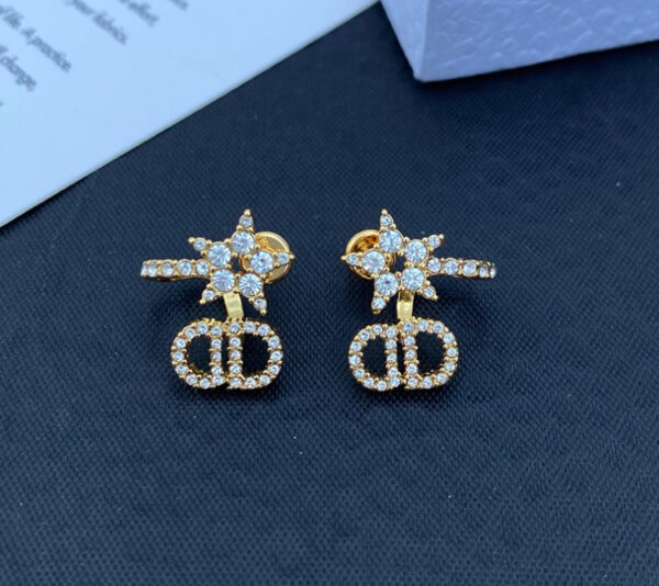 Dior Clair D Lune Earrings, Gold-Finish Metal and White Crystals